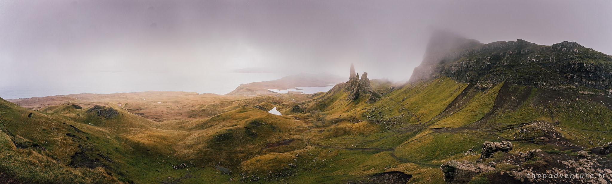 Panorama sur le Old Man of Storr et les paysages de Skye