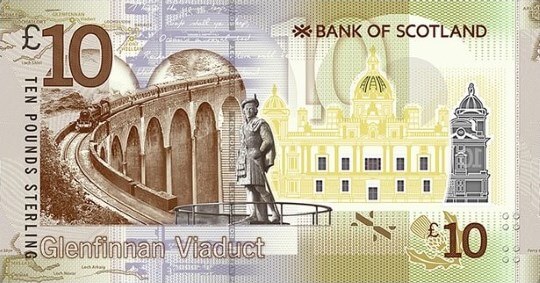 Billet de dix livres de la Bank of Scotland représentant le viaduc de Glenfinnan
